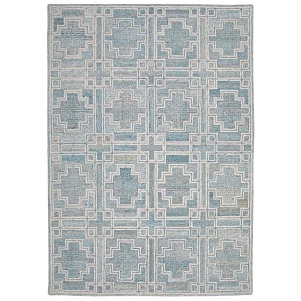 Lesy Turquoise, Ivory and Gray 92 in. x 120 in. Geometric Area Rug price history on PriceWatchPro