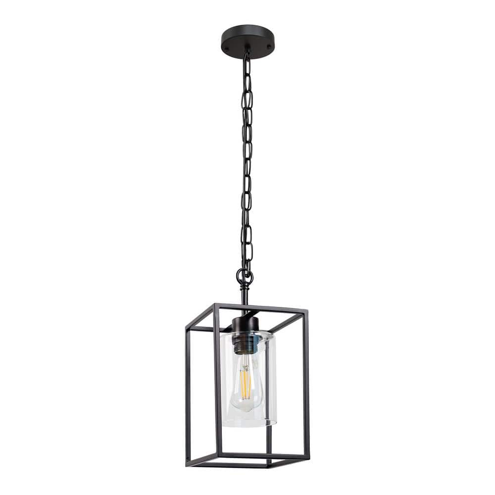 Black 60-Watt 1-Light Kitchen Island Pendant Light with Glass Shade price history on PriceWatchPro
