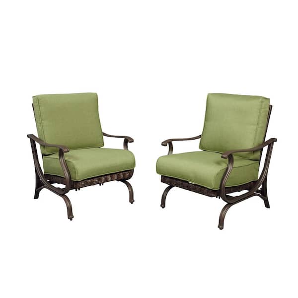 Hampton Bay Pembrey Patio Lounge Chair with Moss Cushions (Pack of 2)