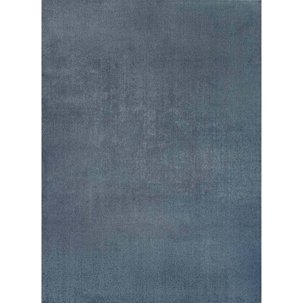 Blue Solid Synthetic 4' x 6' Washable Area Rug