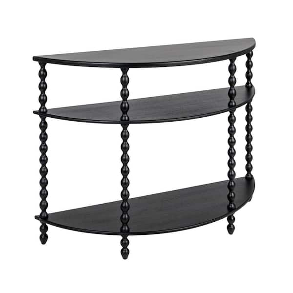 Charleswood 47.3 in. Matte Black Half-Circle Wood 3-Tier Curved Accent End Table