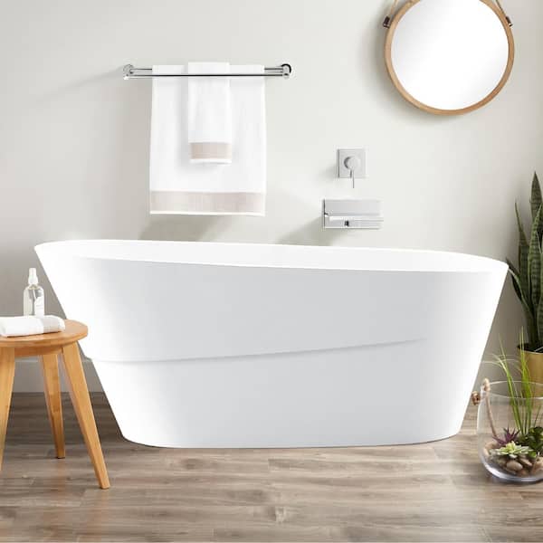 Vanity Art Nanterre 67 in. Acrylic Flatbottom Freestanding Bathtub in White