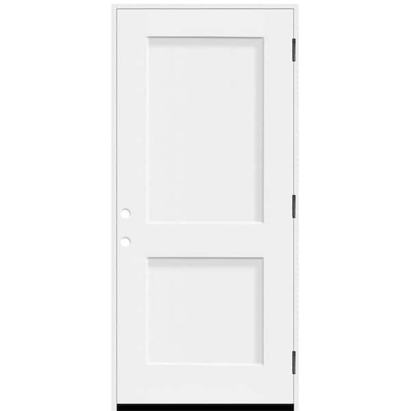 Legacy 36 in. x 80 in. 2P Squaretop Shaker LHOS Unfinished White Fiberglass Prehung Front Door w/4-9/16 Jamb