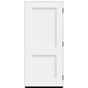 Legacy 32 in. x 80 in. 2P Squaretop Shaker LHOS Unfinished White Fiberglass Prehung Front Door w/6-9/16 Jamb