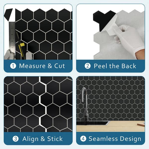 ProntoMosaics Stainless Black Hexagon Range Backsplash