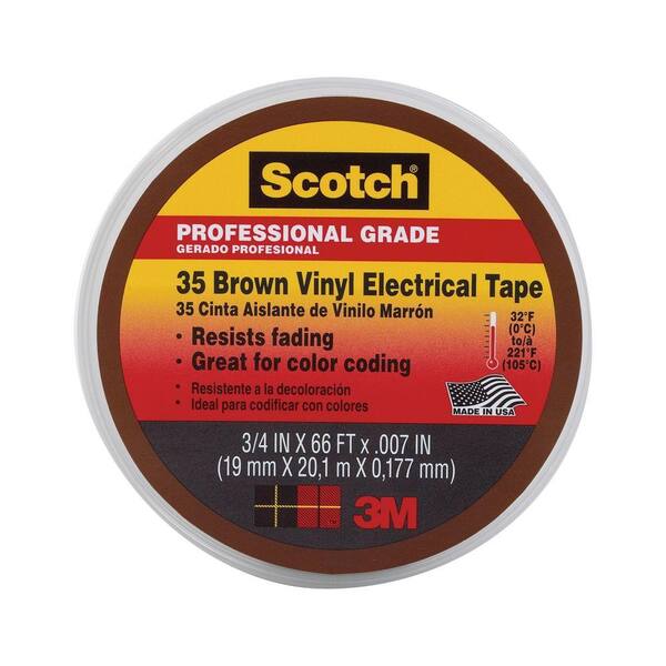 Scotch 0.75 in. x 66 ft. x 7 mm. 35 Brown Vinyl Electrical Tape (5-Pack)-DISCONTINUED