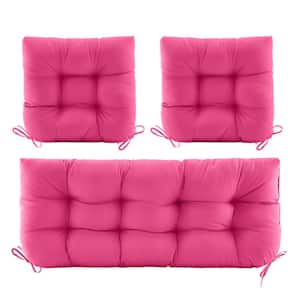 3-Piece Outdoor Chair Cushions Loveseat Outdoor Cushions Set Wicker Patio Cushion for Patio Furniture With Tie, Pink