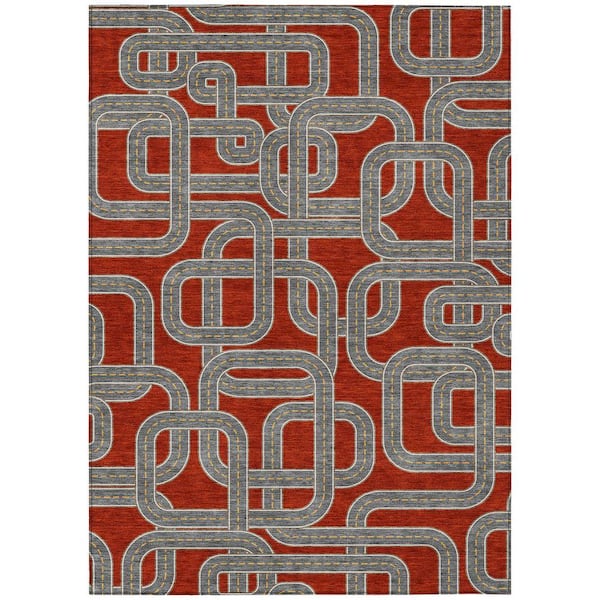 Chantille Machine Washable Indoor/Outdoor Abstract ACN2764 Red 9 ft. x 12 ft. Area Rug