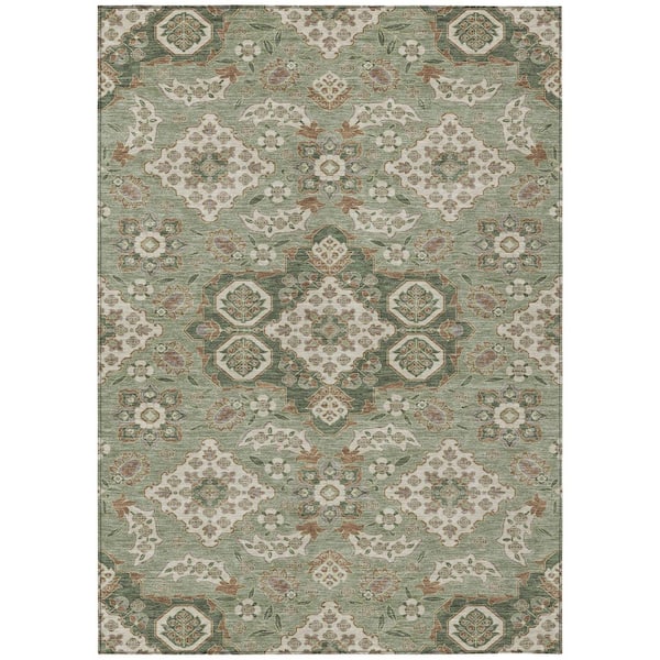 Chantille Machine Washable Indoor/Outdoor Abstract ACN1853 Sage 10 ft. x 14 ft. Accent Rug