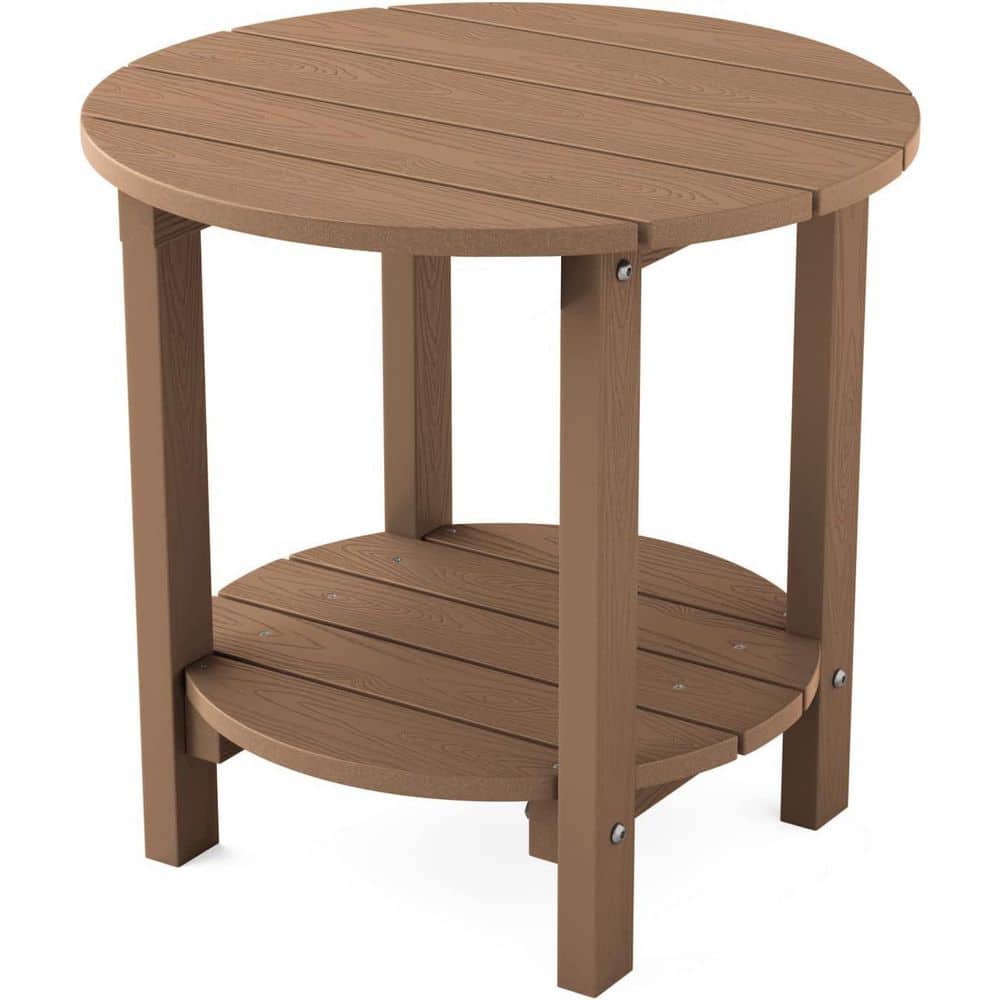 18 in. Teak Round Plastic Adirondack Outdoor Double Layer Patio Side Table price history on PriceWatchPro