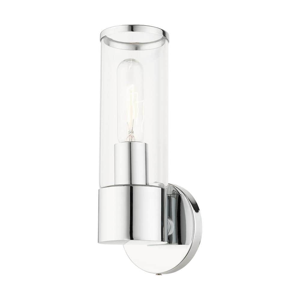 Polished Chrome Dimmable Sconce with Clear Glass Shade