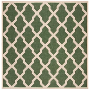 Beach House Green/Creme 7 ft. x 7 ft. Square Trellis Geometric Indoor/Outdoor Area Rug