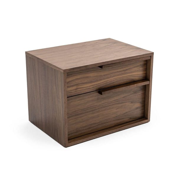 Benjara 25 in. 2-Drawer Brown Wooden Nightstand