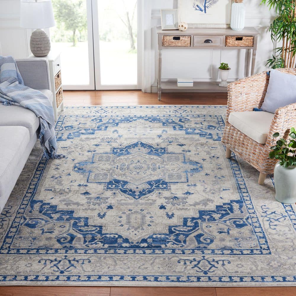 Brentwood 10 ft. x 13 ft. Ivory/Blue Distressed Medallion Area Rug price history on PriceWatchPro
