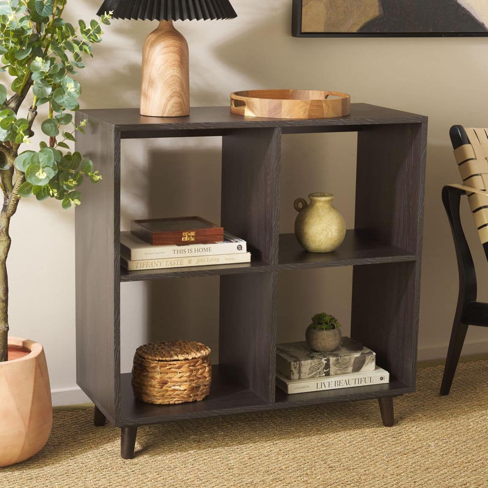 Yona 14 in. Black Wood End Table with 4 shelf