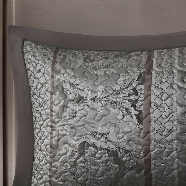 Madison Park Venetian 5-Piece Grey Cotton Queen Reversible