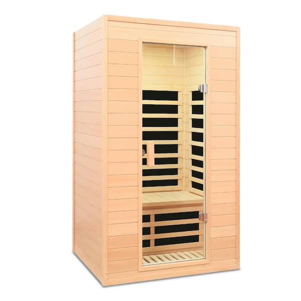 Hemlock 2-Person Far Infrared Roof Embedded Indoor Sauna with 5 Heaters, Bluetooth Audio, LED Light, and LCD Control