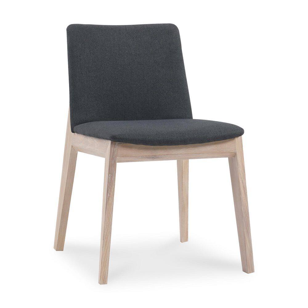 Natural Wood Dark Gray Upholstered Side Chair Set