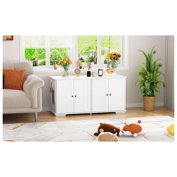 FUFU&GAGA Cat Litter Box Enclosure for 2 Cats, Modern Hidden