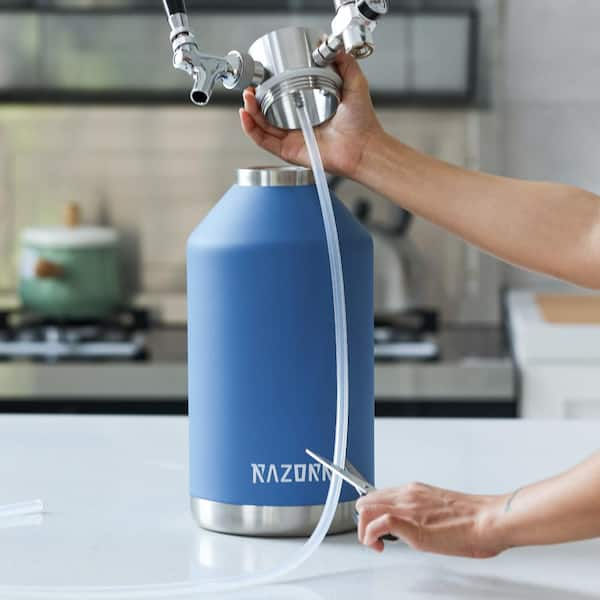 Razorri 64 oz. Stainless Steel Beer Growler, Double-Wall Vacuum Insulated  Carbonated Keg, Half Gal., Ocean Blue Comodo CG64OZ - The Home Depot