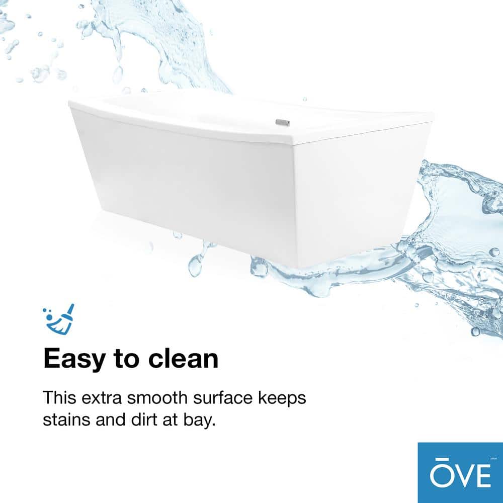 Terra 70'' White Acrylic Freestanding Soaking Bathtub with Faucet