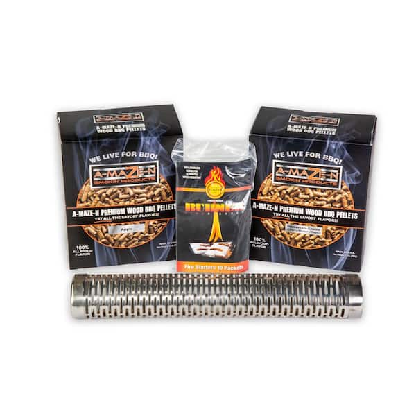 A-MAZE-N Smoker Combo Pack 12 in. Tube, Pitmasters Choice Pellets, Apple Pellets and Fire Starter 10 Packets