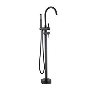 1-Handle Freestanding Tub Faucet with Hand Shower included 59 in. Hose in Matte Black