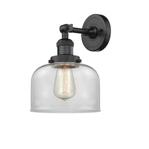 Franklin Restoration Large Bell 8 in. 1-Light Oil Rubbed Bronze Wall Sconce with Clear Glass Shade