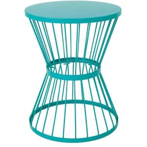 Outdoor 16 in. Iron Side Table , Matte Teal