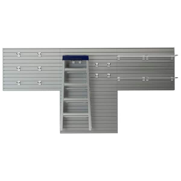 Flow Wall Modular Garage Wall Panel Storage Set with Accessories in Silver (15-Piece)