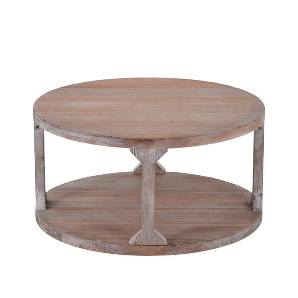 Beige Round Rustic Coffee Table, Round Rustic Coffee Table White