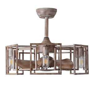 23 In. Indoor Distressed Finish Chandelier Caged Ceiling Fan with Light And Remote Control 6-Speed Reversible Motor