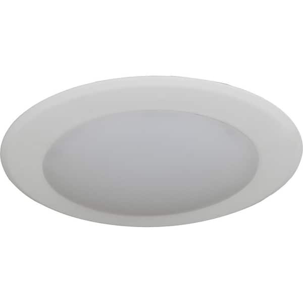 Mini 1-Light White Aluminum LED Indoor/Outdoor Ceiling Surface Flush Mount/Wall Sconce with Frosted Lens, Round Trim