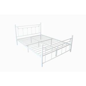 58.25 in. W White Metal Frame Full Platform Bed Frame with Headboard and Foot board Bed Frame with Metal Slats