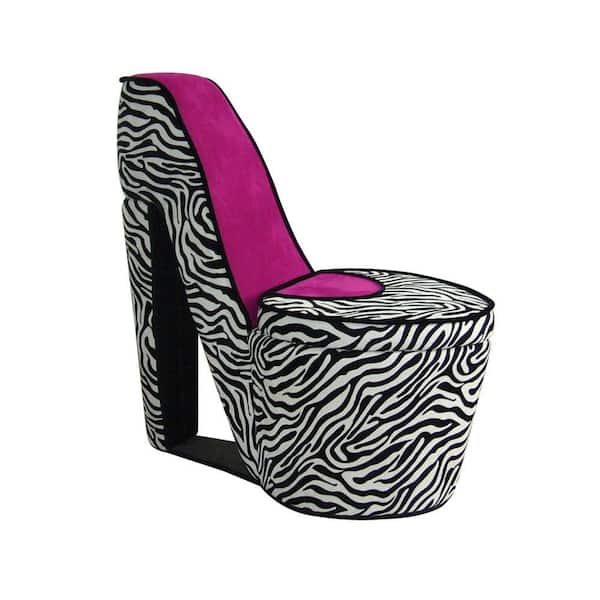 ORE International Pink Zebra Prints High Heel Storage Chair