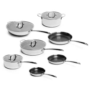 Diamond Tri-ply 11 Piece Stainless Steel Nonstick Cookware Set in Silver