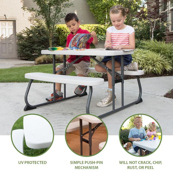 Lifetime 33 in. Almond Rectangle Steel Frame Resin Top Folding