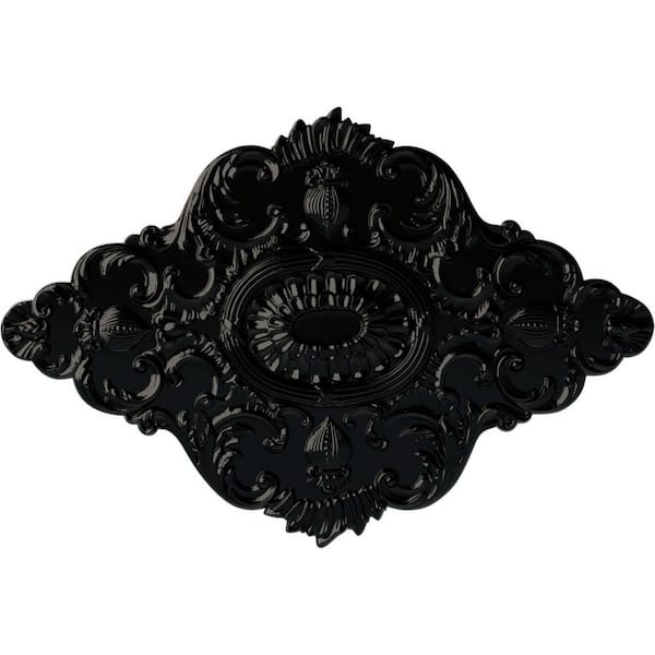 Ekena Millwork 42-3/4 in. W x 28-7/8 in. H x 1 in. Ashford Urethane Ceiling Medallion, Black Pearl
