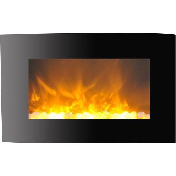 Hanover Fireside 35 in. Wall-Mount Electric Fireplace with Curved Panel and  Crystal Rocks F35WMEF-1BK - The Home Depot