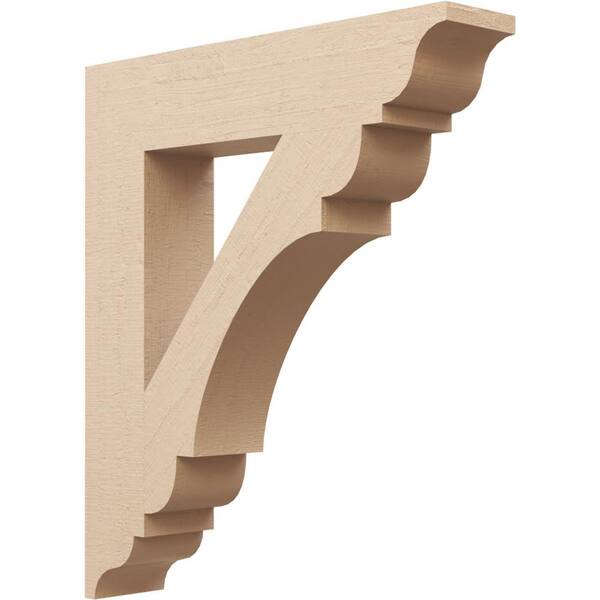 Ekena Millwork 5.5 in. x 32 in. x 28 in. Olympic Traditional Rough Cedar Woodgrain Timberthane Polyurethane Bracket, Primed Tan