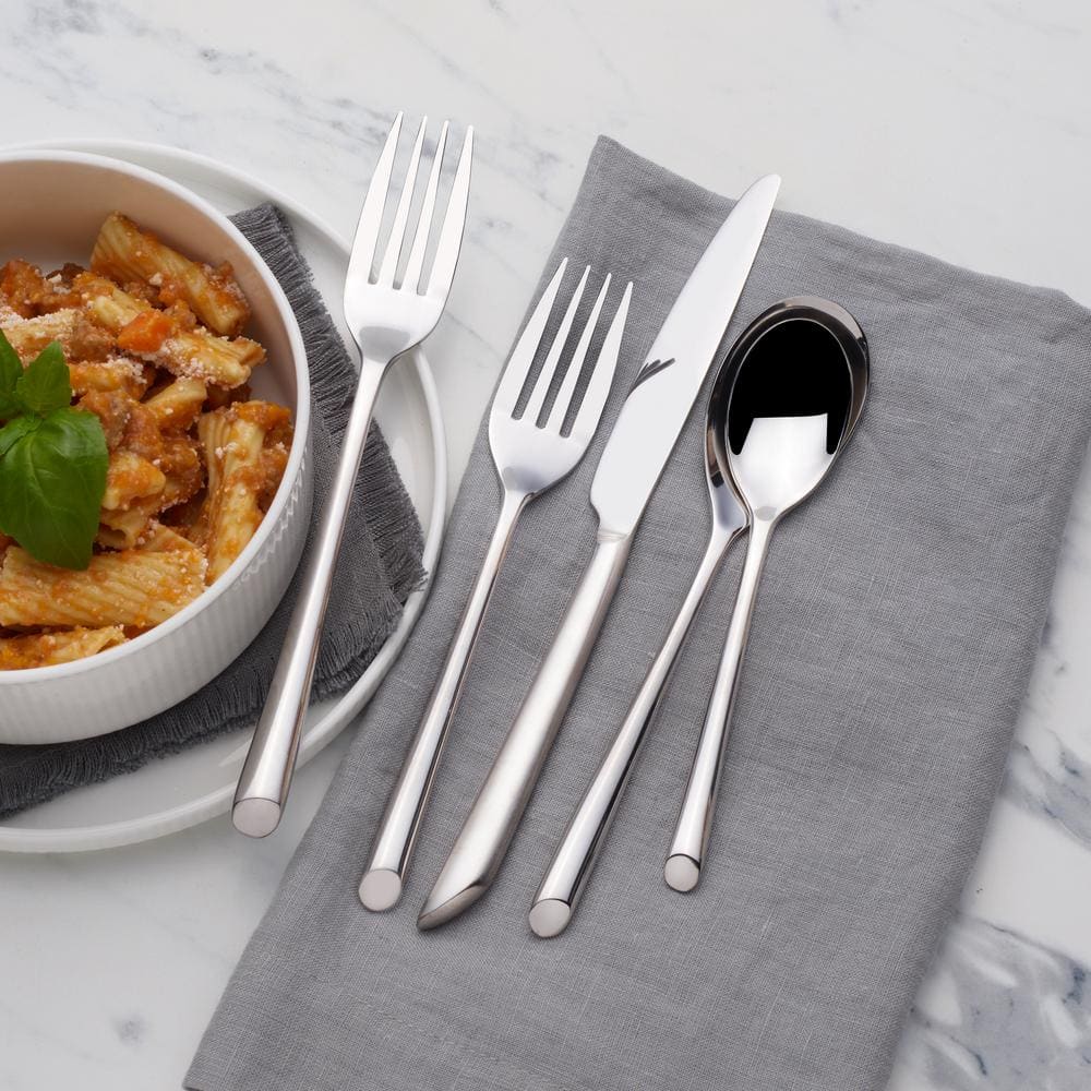 Towle Silversmiths Towle Living Wave 20-Piece Forged Stainless Steel Flatware Set, Service for 4