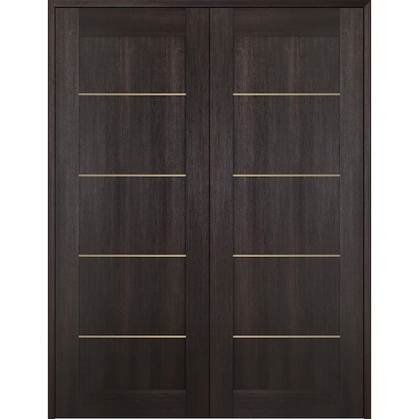 Belldinni Vona 07 4H Gold 60 in. x 80 in. Both Active Veralinga Oak Wood Composite Double Prehung Interior Door