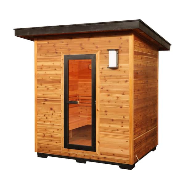 Sun-Ray Denali 4-Person Outdoor Contemporary Hemlock Wet/Dry Sauna