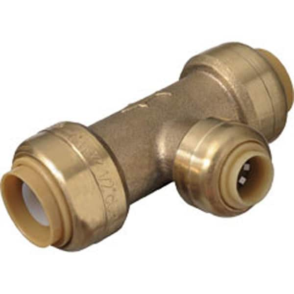 SharkBite 1/4 in. x 1/2 in. x 1/2 in. (3/8 in. O.D.) Brass Push-to-Connect Reducer Tee