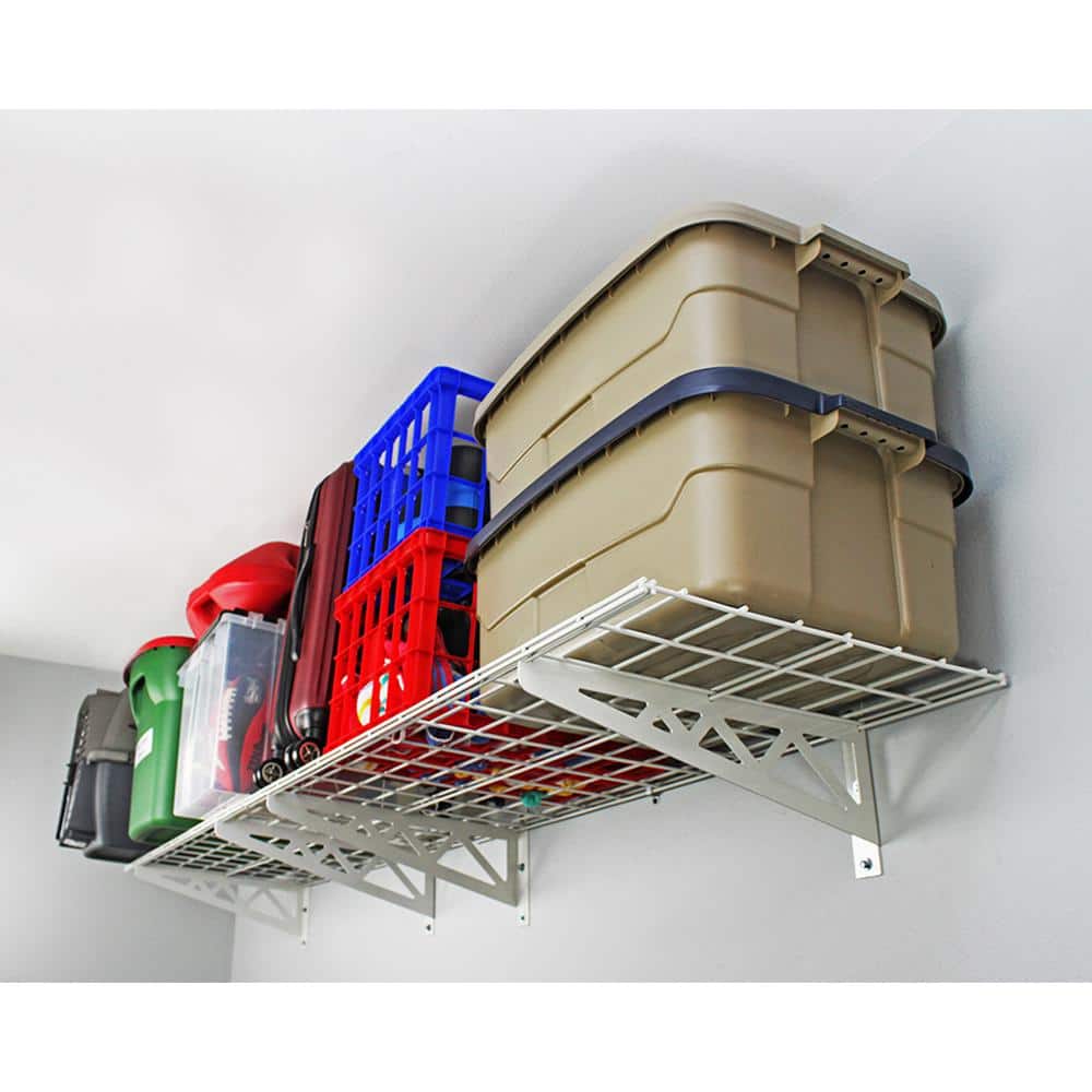 White Powder Coated Heavy Duty Garage Wall Shelf Set