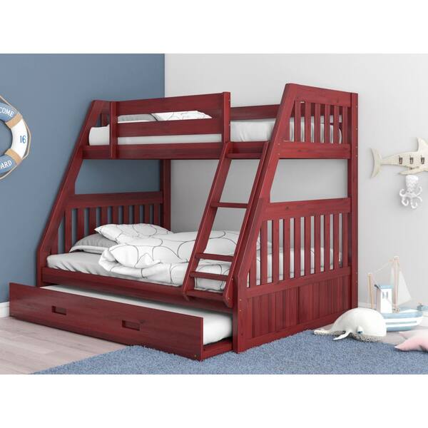 Size Bunkbed With Trundle Bed, Merlot Twin Over Full Bunk Bed