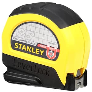 Stanley LeverLock 25 ft. x 1 in. Tape Measure with Fractional Scale  STHT33281L - The Home Depot