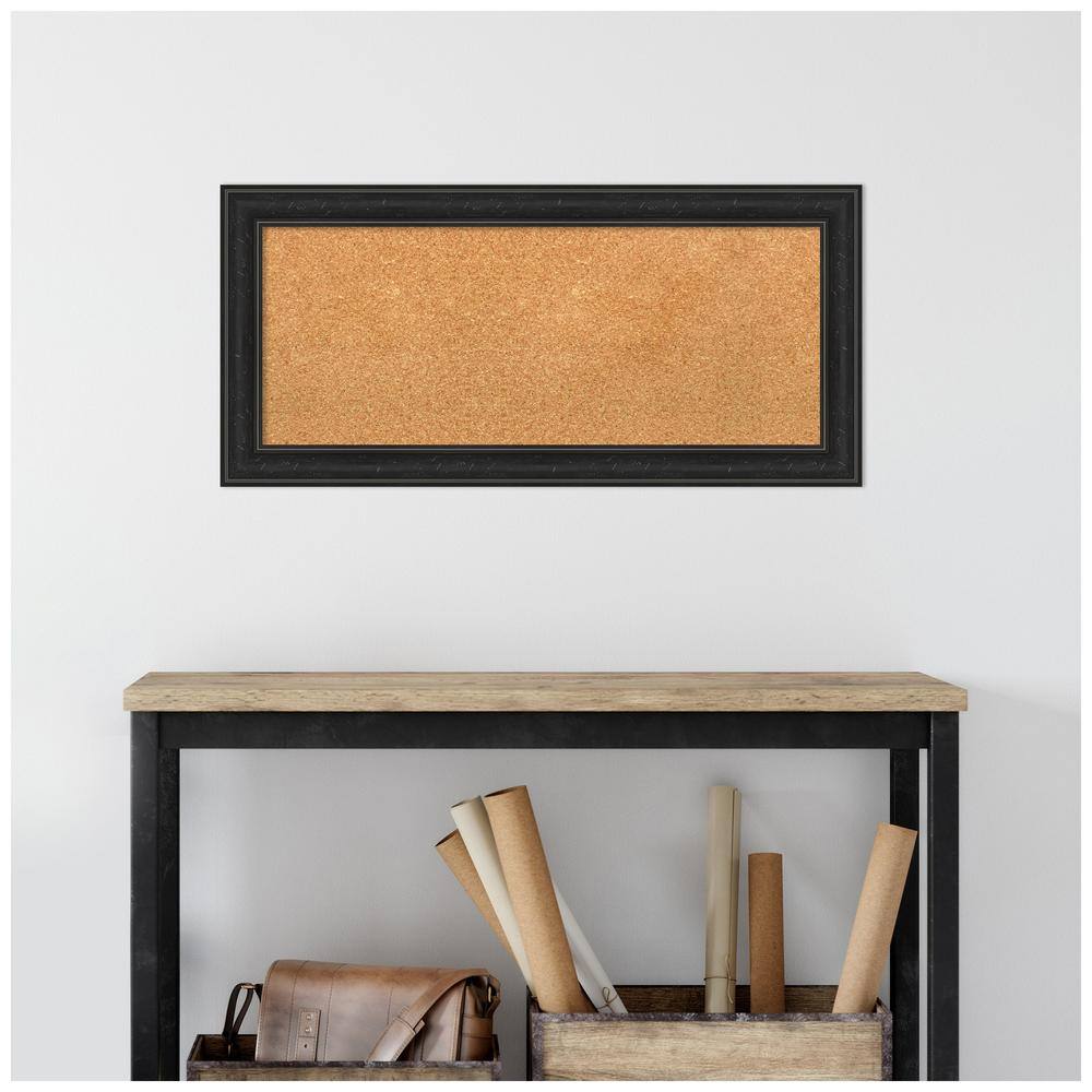 Shipwreck Black Narrow Framed Natural Corkboard 34" x 16"