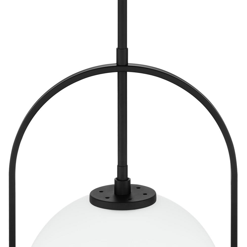 Matte Black Metal Pendant Light with Frosted Glass Globe Shade