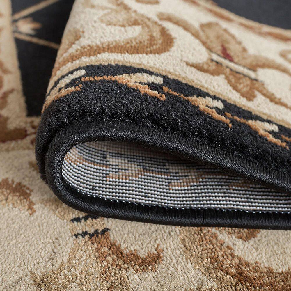 Sensation Traditional Black Swirl 5'3" Octagon Synthetic Rug